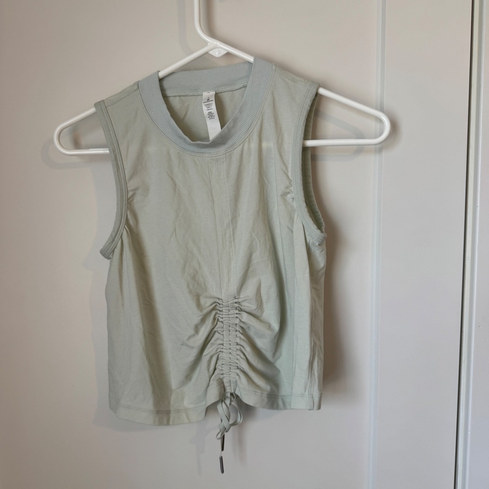 Lululemon All It Takes Tank Top Sage Green Cinched Front Sleeveless Size 2